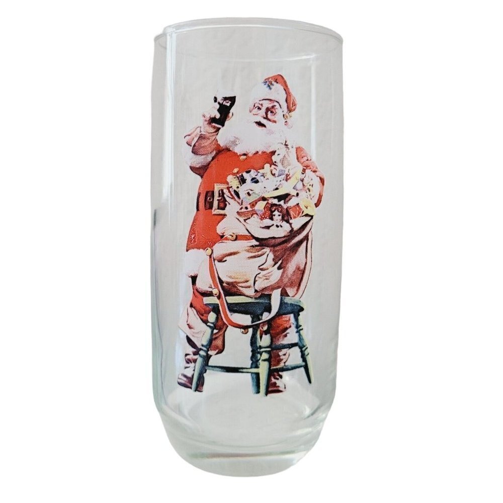 Vtg Coca Cola Haddon Sundblom Santa Claus Drinking Glass # 93761 Wherever I Go